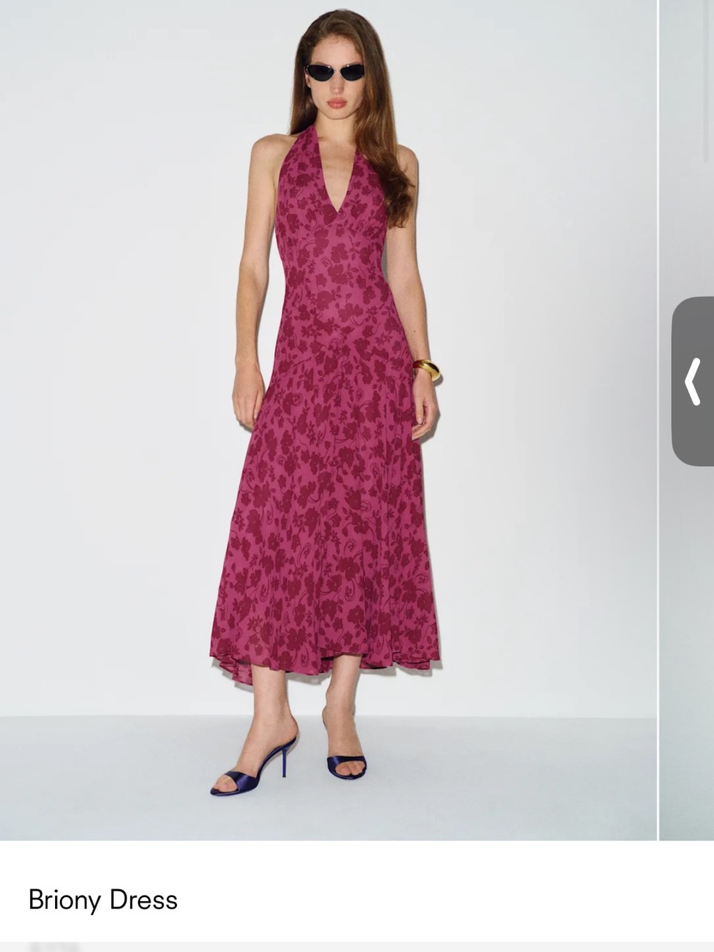Reformation Briony Halter Floral Maxi Dress in Magenta